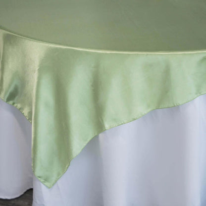 Efavormart 60" Satin Square Tablecloth Overlay for Wedding Catering Party Table Decorations SAGE Green Square V1258-DP02-A-2297