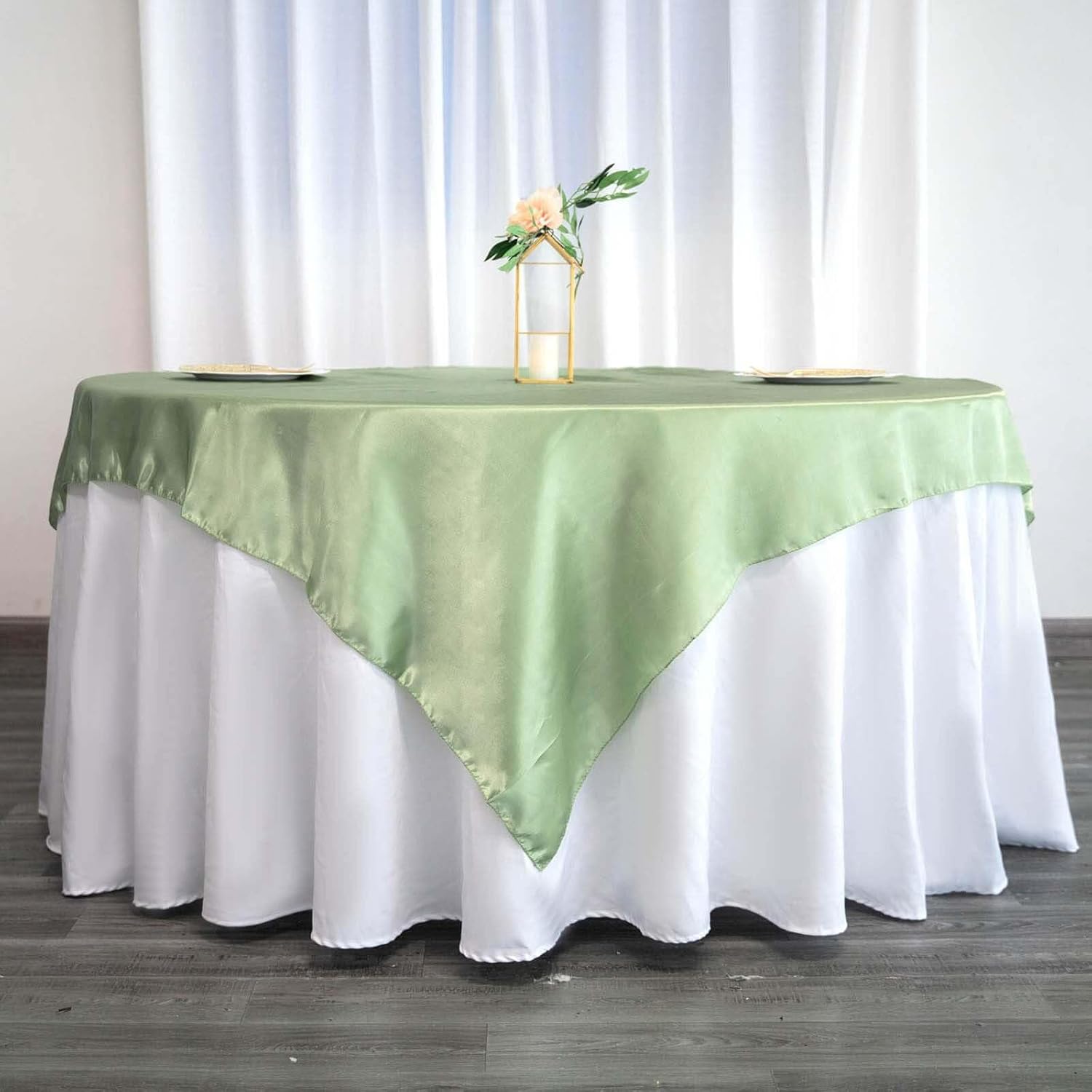 Efavormart 60" Satin Square Tablecloth Overlay for Wedding Catering Party Table Decorations SAGE Green Square V1258-DP02-A-2297