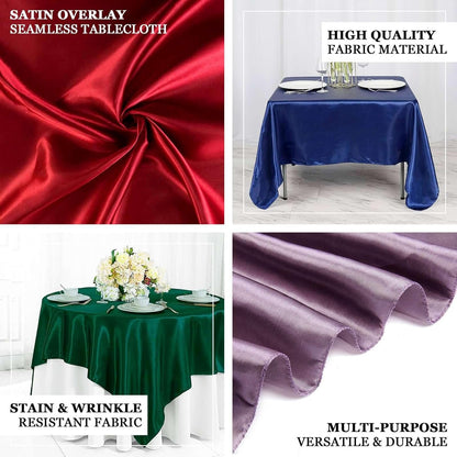 Efavormart 60" Satin Square Tablecloth Overlay for Wedding Catering Party Table Decorations SAGE Green Square V1258-DP02-A-2297