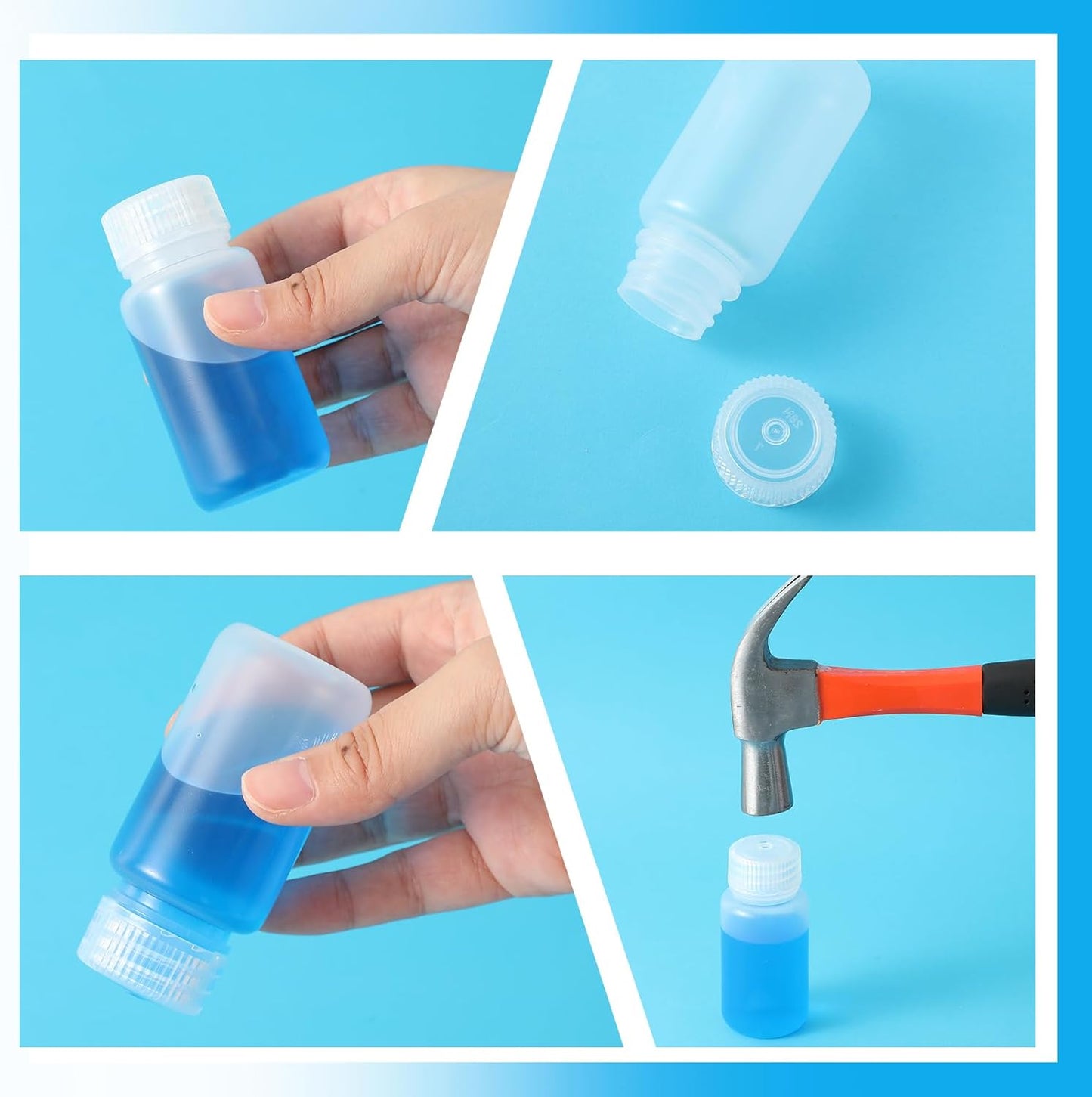 6 Pcs 2 oz 60ml Polypropylene Reagent Bottle Plastic Sample Bottles with Screw Caps Transparent PP Sample V1258-DP02-A-2300
