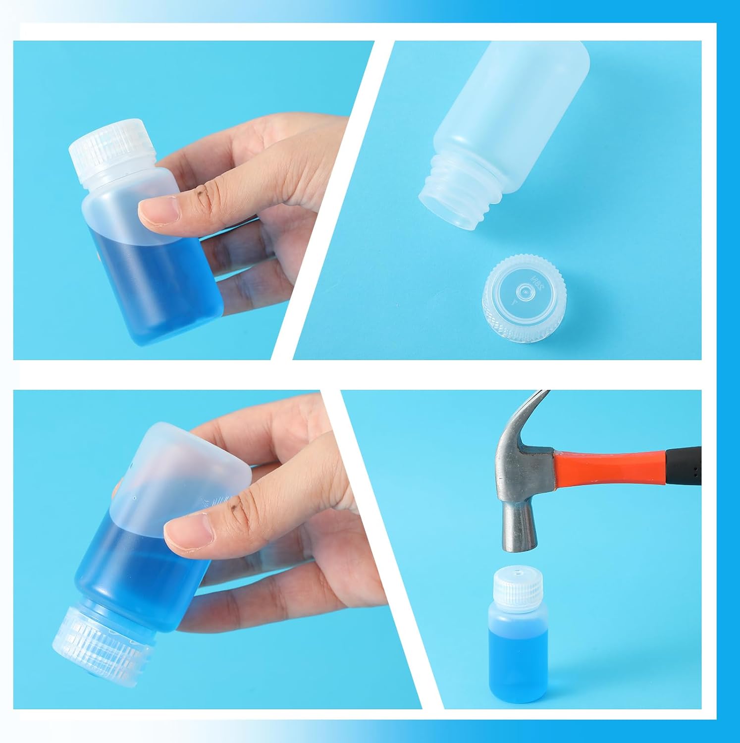 6 Pcs 2 oz 60ml Polypropylene Reagent Bottle Plastic Sample Bottles with Screw Caps Transparent PP Sample V1258-DP02-A-2300