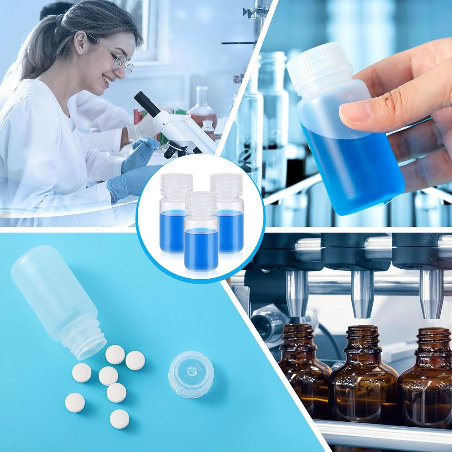 6 Pcs 2 oz 60ml Polypropylene Reagent Bottle Plastic Sample Bottles with Screw Caps Transparent PP Sample V1258-DP02-A-2300