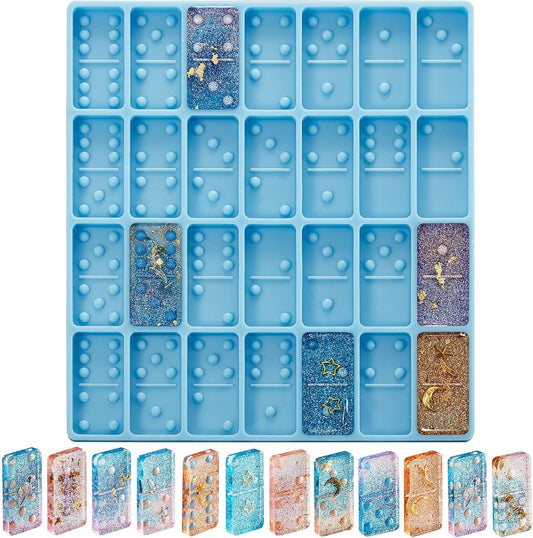 Domino Mold for Resin Domino Mold for Epoxy Candy Clay Chocolate Mould 28 Cavities Silicone Mould Pendant V1258-DP02-A-2302