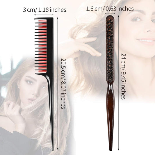 3 Pcs Hair Teasing Comb Set Includes 2 Nylon Triple Comb and Boar Bristle Teaser Brushes for Women Stylist V1258-DP02-A-2303