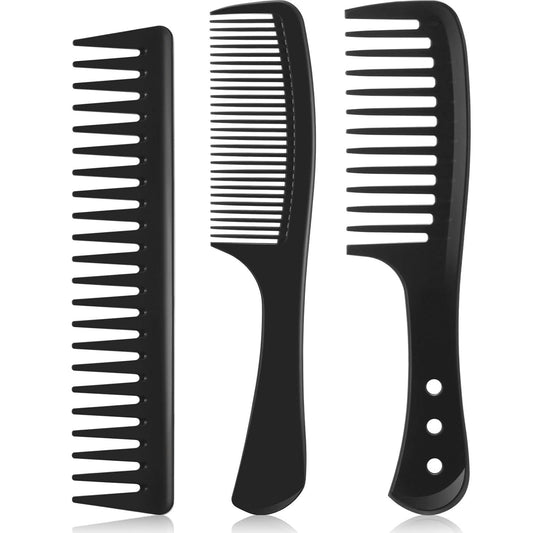 3 Pieces Wide Tooth Detangling Hair Comb Styling Set, Carbon Fiber Styling Cutting Comb Anti Static Heat V1258-DP02-A-2304