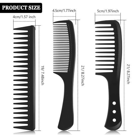 3 Pieces Wide Tooth Detangling Hair Comb Styling Set, Carbon Fiber Styling Cutting Comb Anti Static Heat V1258-DP02-A-2304
