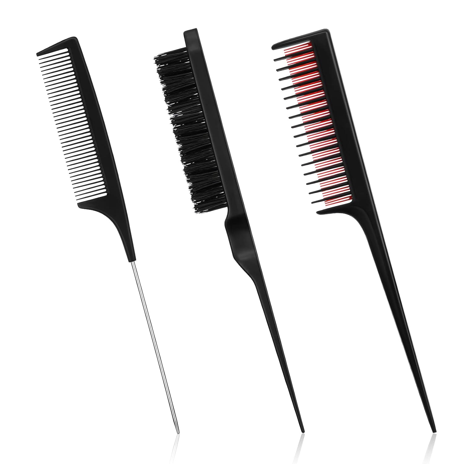 3 Pieces Hair Styling Comb Set for Women's Back Combing - Teasing/Fluffy Brush, Rat Tail Comb, and Triple V1258-DP02-A-2305