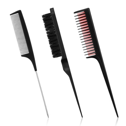 3 Pieces Hair Styling Comb Set for Women's Back Combing - Teasing/Fluffy Brush, Rat Tail Comb, and Triple V1258-DP02-A-2305