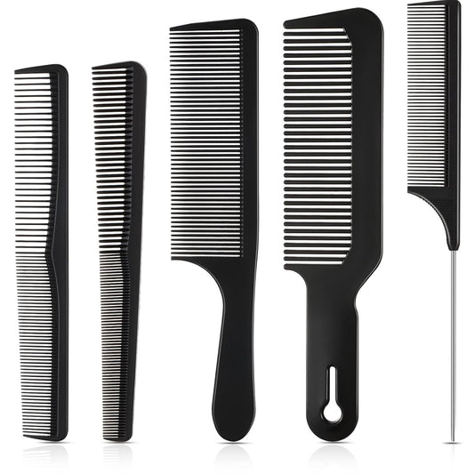 5 Pieces Hair Cutting Comb Set, Carbon Fiber Barber Comb Hair Styling Combs Fine Teeth Anti Static Heat V1258-DP02-A-2307