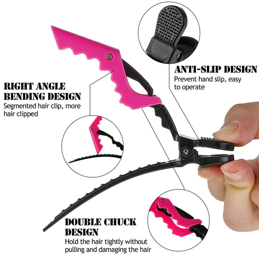 Hair Comb Set, 8 Pieces Rat Tail Combs, Teasing Combs, and Hand-held Alligator Clips, Carbon Fiber & Metal, V1258-DP02-A-2319