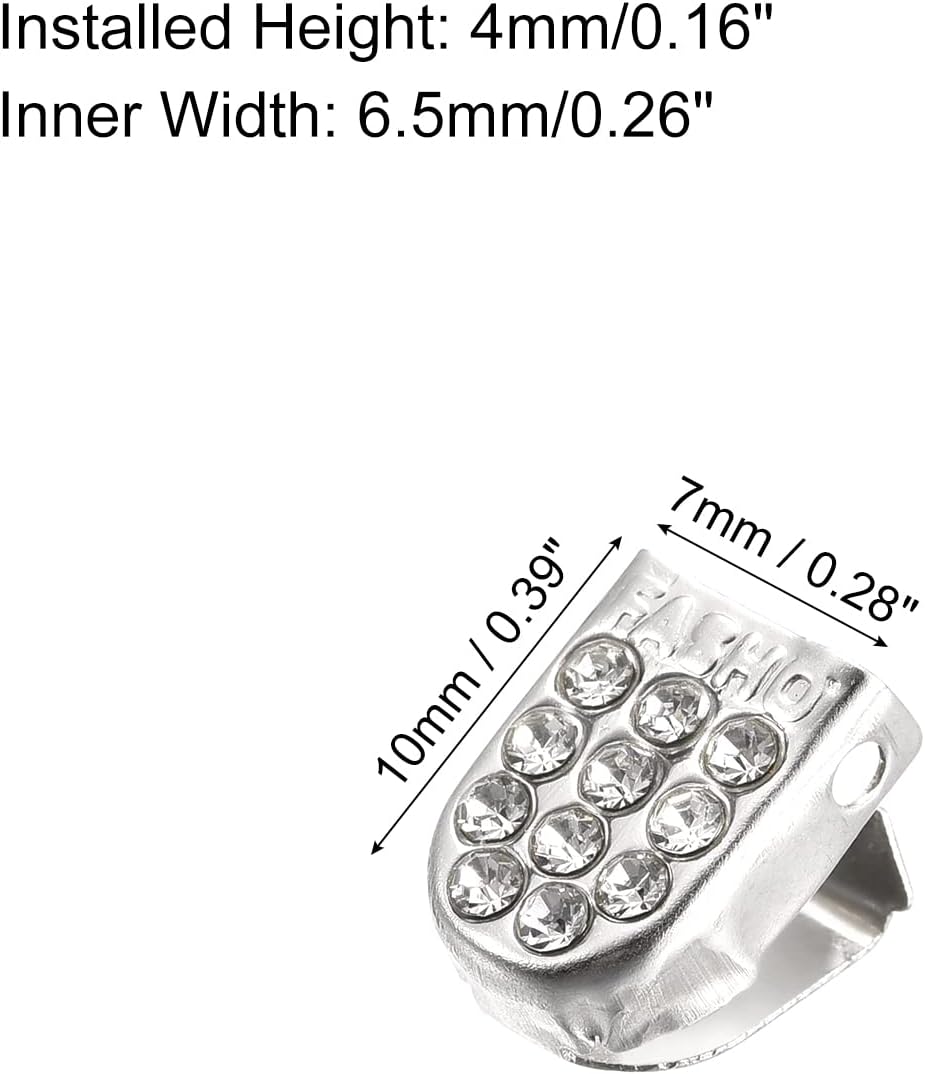 Shoelace End Clips 10x7mm Stainless Steel No Tie Shoe Lace Tips Head Bling Type, Silver Tone 30 Pcs V1258-DP02-A-2323