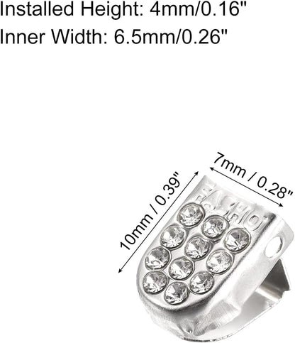 Shoelace End Clips 10x7mm Stainless Steel No Tie Shoe Lace Tips Head Bling Type, Silver Tone 30 Pcs V1258-DP02-A-2323