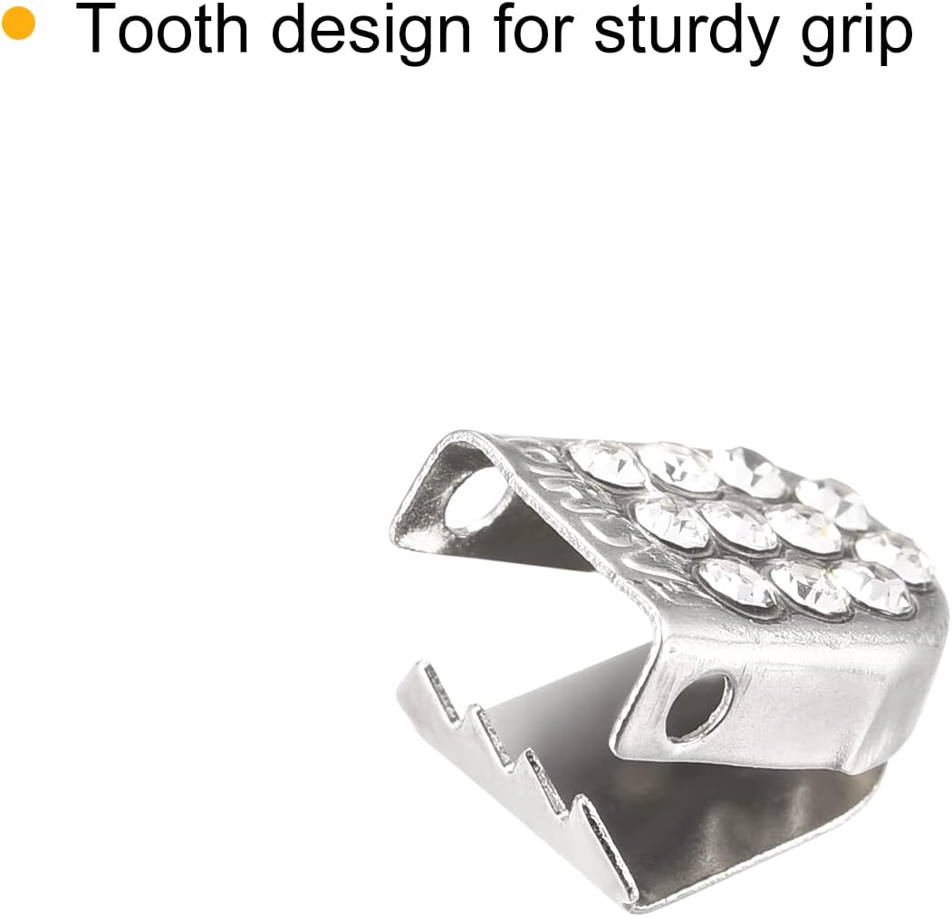 Shoelace End Clips 10x7mm Stainless Steel No Tie Shoe Lace Tips Head Bling Type, Silver Tone 30 Pcs V1258-DP02-A-2323