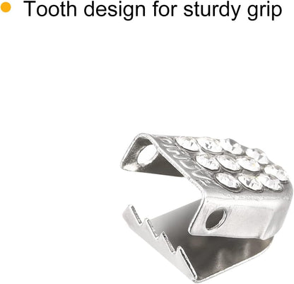 Shoelace End Clips 10x7mm Stainless Steel No Tie Shoe Lace Tips Head Bling Type, Silver Tone 30 Pcs V1258-DP02-A-2323