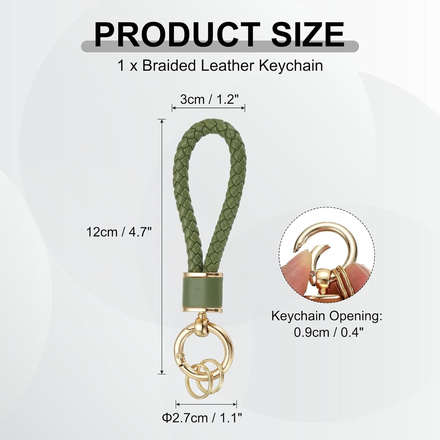 Braided Leather Keychain, Keychain Ring Woven Strap Lanyard Strap with 360 Degree Rotatable for Car Key Bag V1258-DP02-A-2324