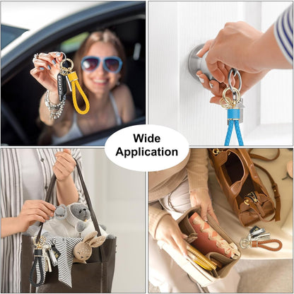 Braided Leather Keychain, Keychain Ring Woven Strap Lanyard Strap with 360 Degree Rotatable for Car Key Bag V1258-DP02-A-2324