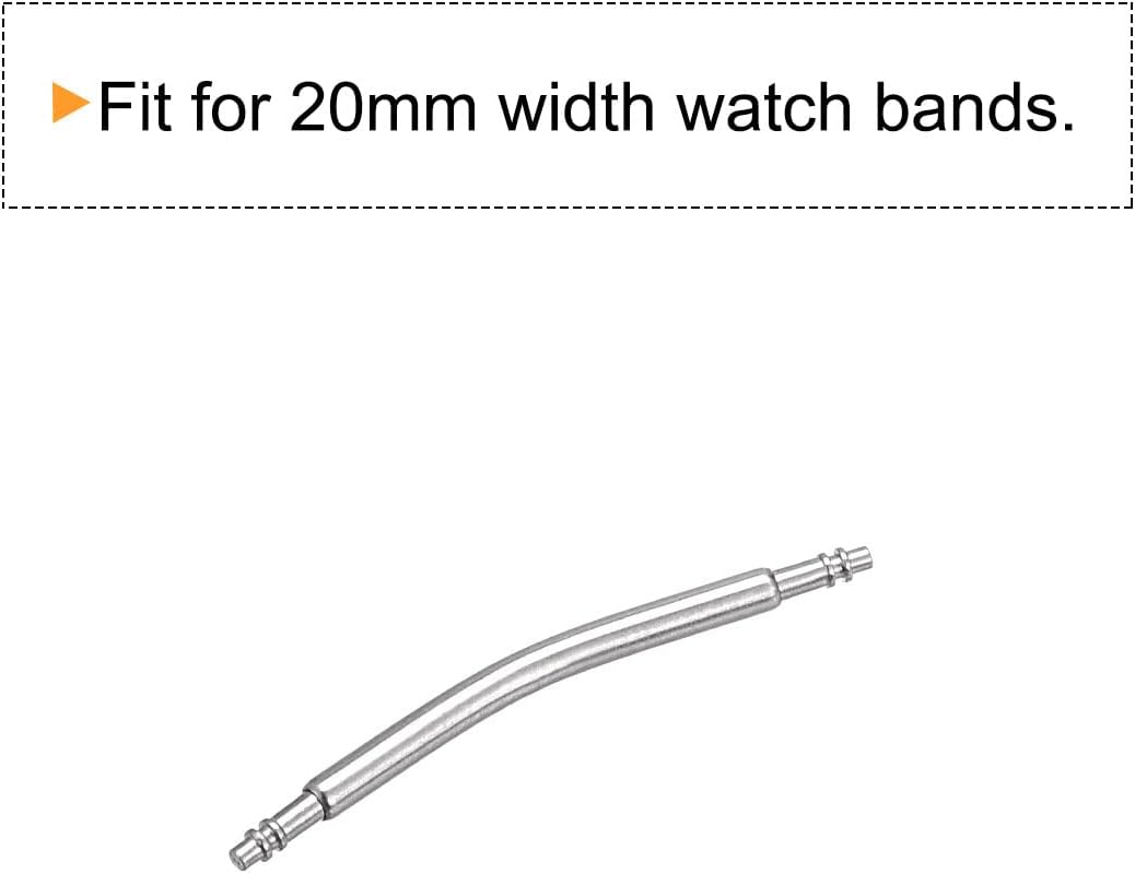 20mm Curved Spring Bar Pins 1.5mm Dia Stainless Steel Double Flanged End Watch Band Link Pin 20pcs V1258-DP02-A-2327