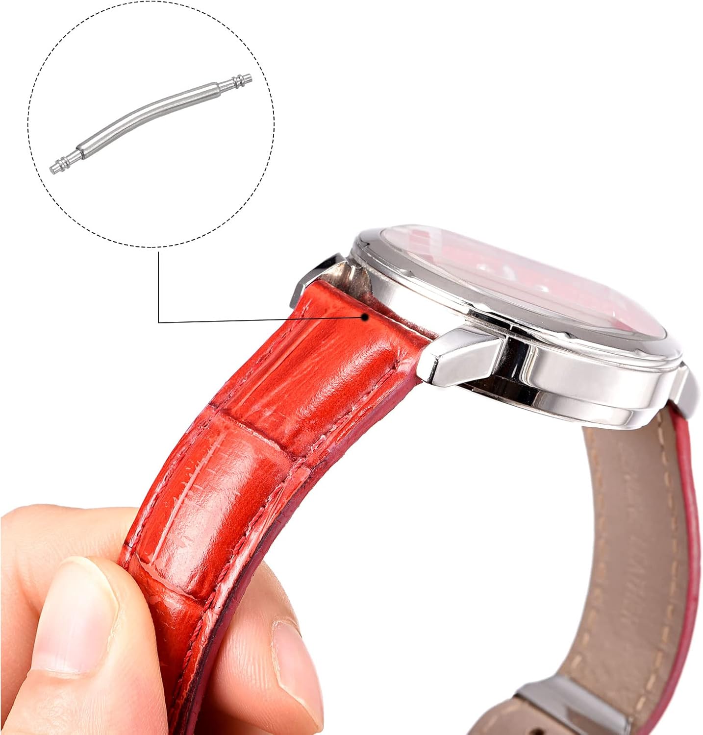 20mm Curved Spring Bar Pins 1.5mm Dia Stainless Steel Double Flanged End Watch Band Link Pin 20pcs V1258-DP02-A-2327
