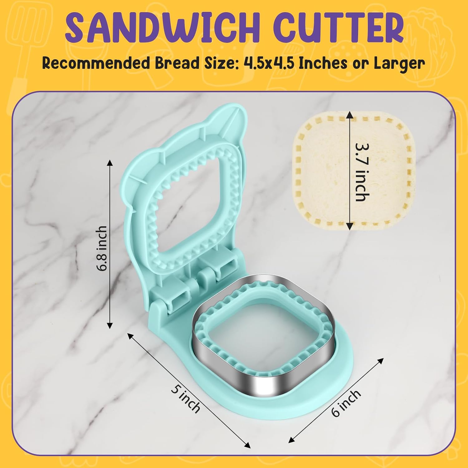 Uncrustable Sandwich Cutter Maker - Sandwich Sealer and Cutter for Lunchbox and Breakfast, Square Shape, V1258-DP02-A-233