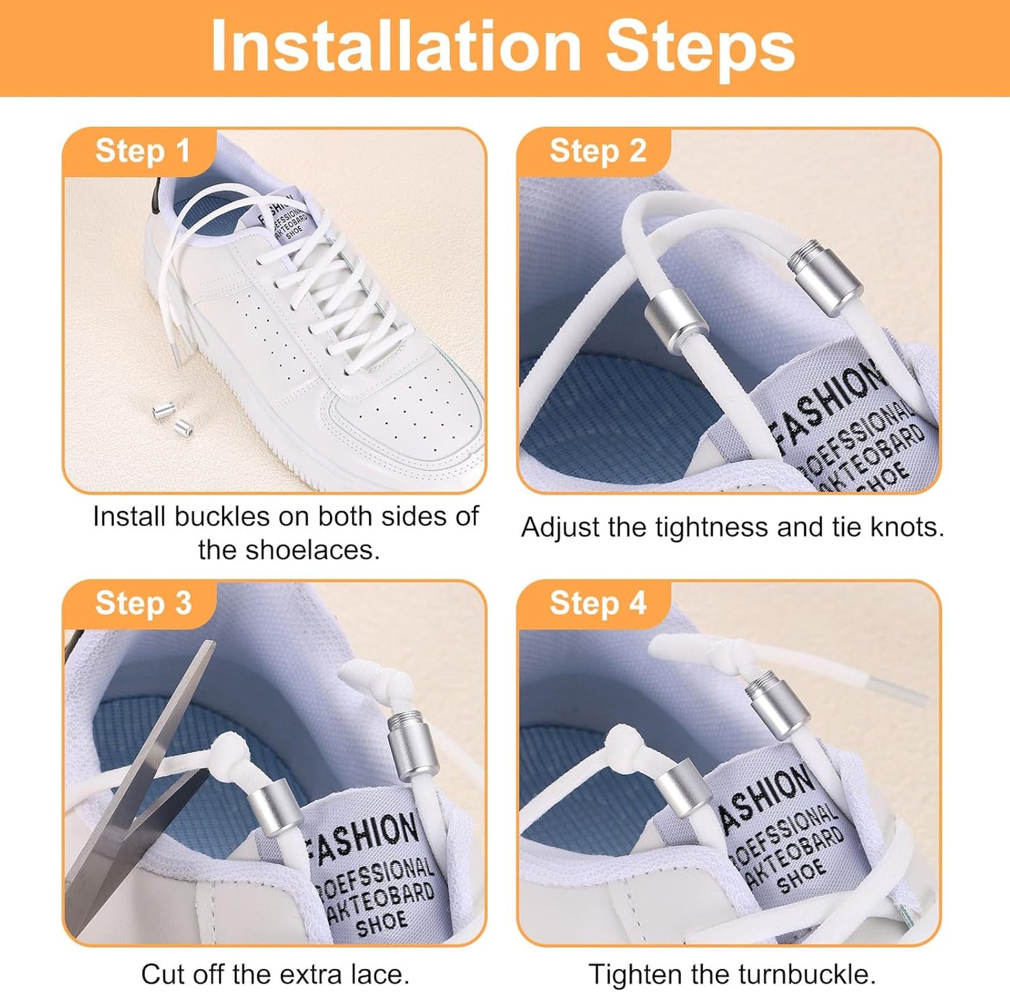 Shoe Laces Buckle Lock Aluminum No Tie Shoelace Turnbuckle V1258-DP02-A-2334