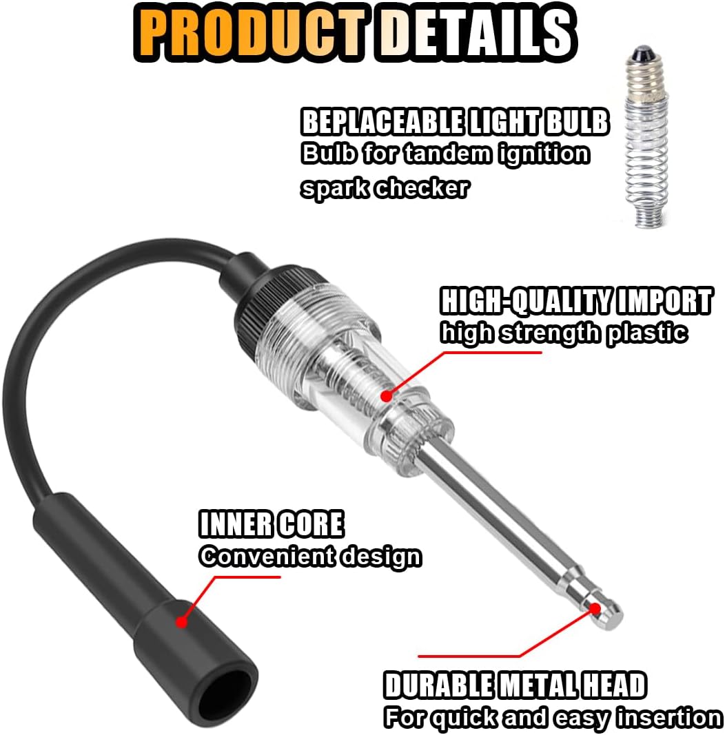 Inline Spark Plug Tester, Straight Boot Ignition Coil Tester Light, Car Small Engine Spark Tester, Armature V1258-DP02-A-2346
