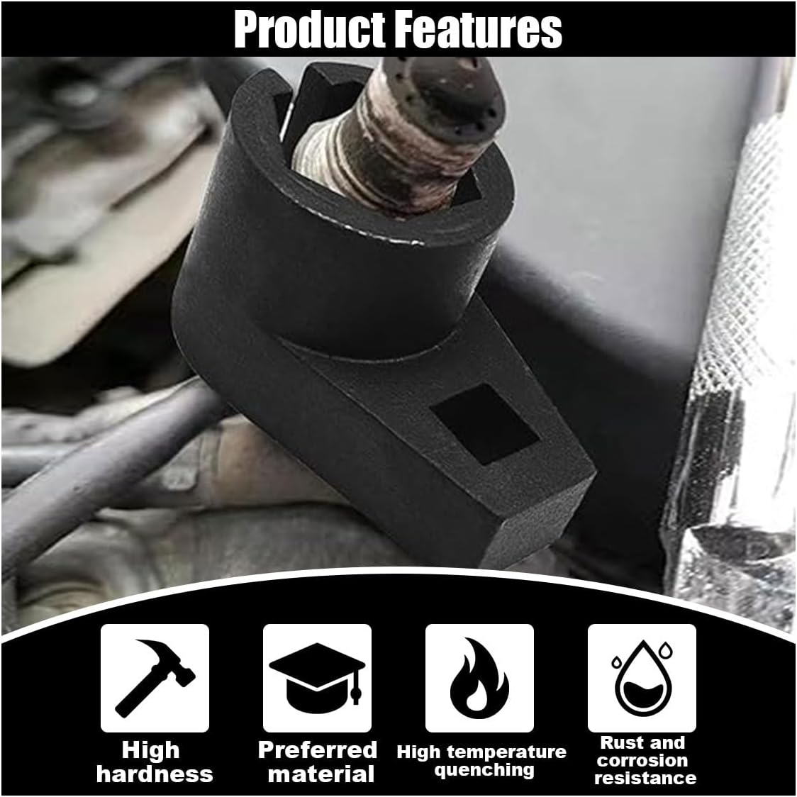 Car Offset Oxygen Sensor Socket, 3/8-Inch Drive, 7/8-Inch (22mm), Side Wire Gate Accesses Sensor for Protect V1258-DP02-A-2357
