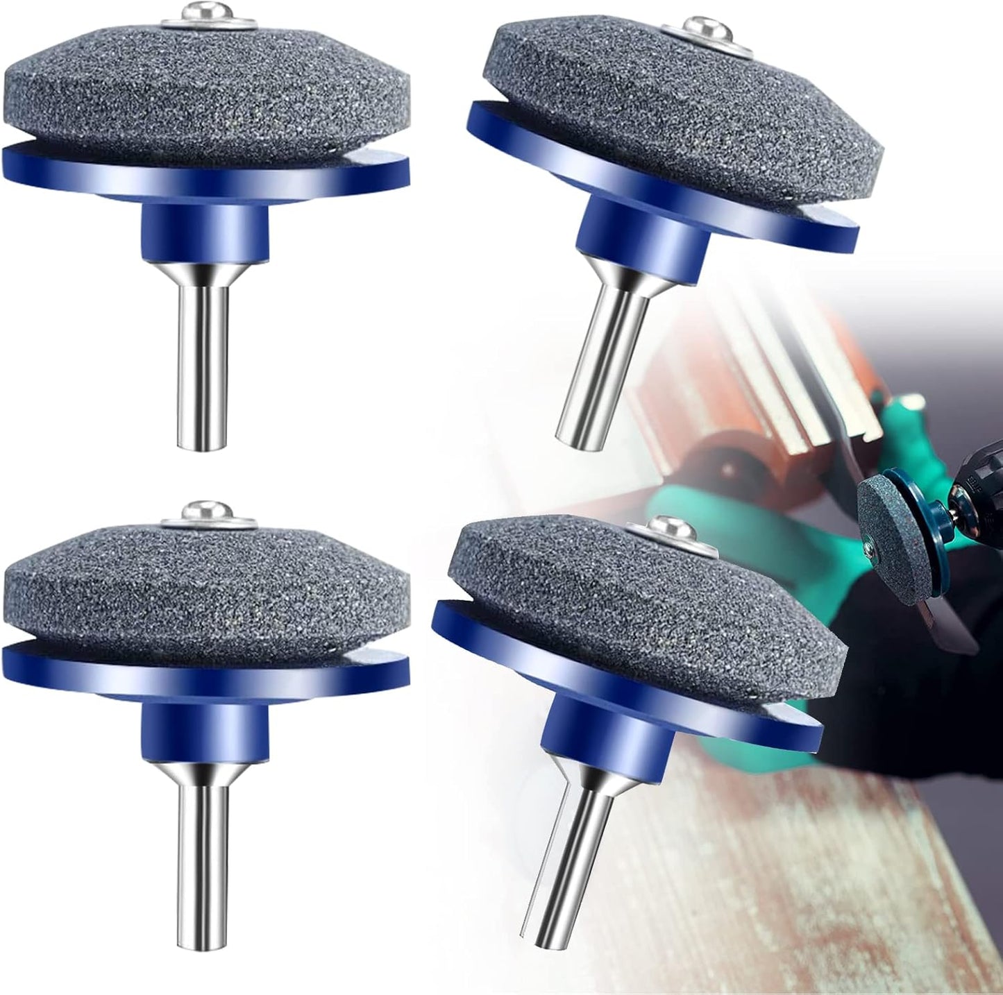 Lawnmower Blade Sharpener 4 Pack Rotary Lawn Mower Sharpener with Steel Backing, Universal Garden Tool Blade V1258-DP02-A-2368