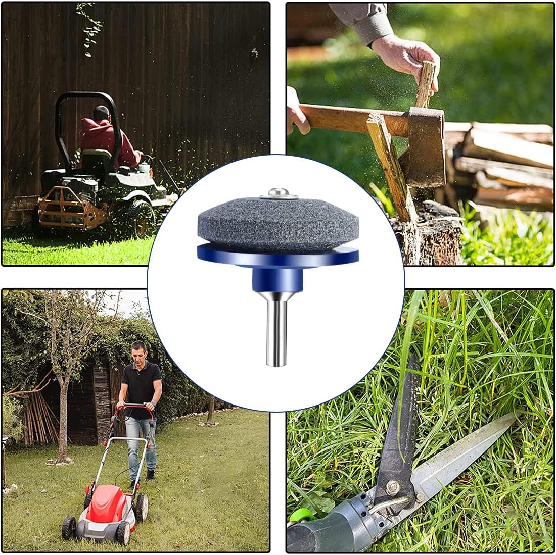 Lawnmower Blade Sharpener 4 Pack Rotary Lawn Mower Sharpener with Steel Backing, Universal Garden Tool Blade V1258-DP02-A-2368