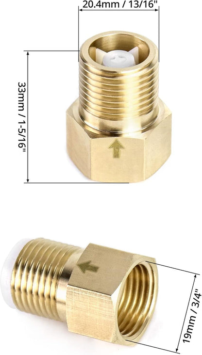 2Pcs Brass One-way Check Valve, 1/2" Female to 1/2" Male Thread of Backflow Preventer V1258-DP02-A-2370