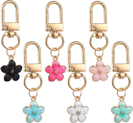 Cute Flower Keychain for Women, 6 Pcs Aesthetic Keychains Purse Charms Zipper Pull Charm Handbag Charms Bag V1258-DP02-A-2374