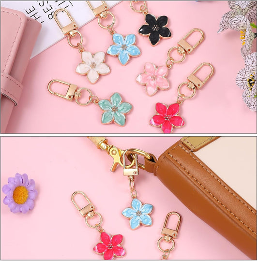 Cute Flower Keychain for Women, 6 Pcs Aesthetic Keychains Purse Charms Zipper Pull Charm Handbag Charms Bag V1258-DP02-A-2374