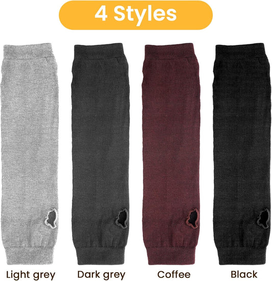 4 Pairs Arm Warmers Women Winter Long Fingerless Gloves Knit Mitten Elbow Length Gloves with Thumb Hole, Warm V1258-DP02-A-2379