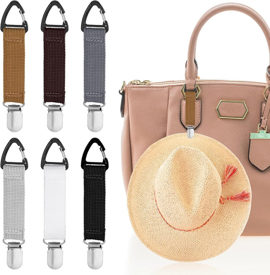 Elastic Hat Holder Hands 6 PCS Hat Clip for Travel on Bag,Free Travel Hats Clip Quick Access & Removal Hats V1258-DP02-A-2381