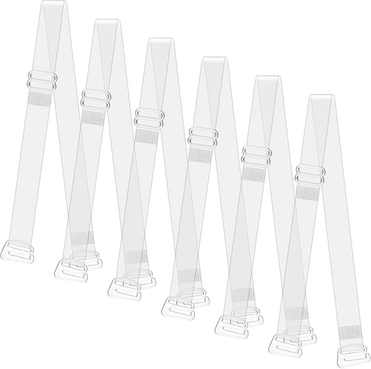 Clear Bra Straps for Women, 3 Pairs Clear Bra Straps Soft Non-slip Transparent Bras Strap 12 mm Thin TPU V1258-DP02-A-2384