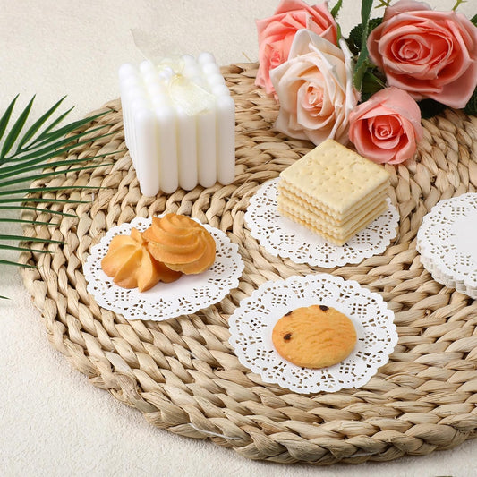 Paper Doilies, 200 Pcs 3.5 Inch Lace Doilies Paper Round Disposable Placemats White-Doilies for Tables V1258-DP02-A-2391