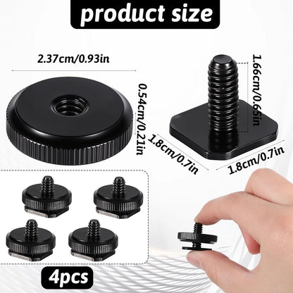 4 Pcs 1/4 Inch Camera Adapter Screws, Compatible with Versatile Flash Hot Shoe Mounts for DSLR Camera Rigs, V1258-DP02-A-2401