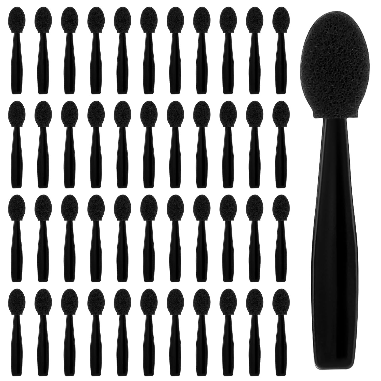 50 Pcs Eye Shadow Applicator Sticks, 1.9" Reusable Short Handle Dual Sided Sponge Cosmetic Brushes, V1258-DP02-A-2406