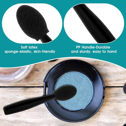 50 Pcs Eye Shadow Applicator Sticks, 1.9" Reusable Short Handle Dual Sided Sponge Cosmetic Brushes, V1258-DP02-A-2406