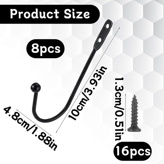 8 Pcs Metal Curtain Holdbacks, Black Curtain Tie Backs Wall Mounted Drapery Tiebacks Heavy Duty Decorative V1258-DP02-A-2409