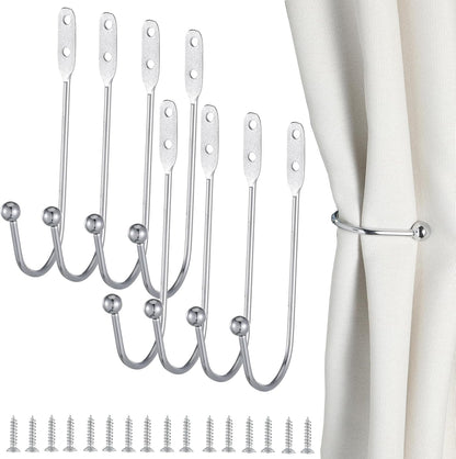 8 Pcs Metal Curtain Holdbacks, Curtain Tiebacks Wall Mounted Curtains Hooks Decorative Drapery Tie Backs V1258-DP02-A-2411