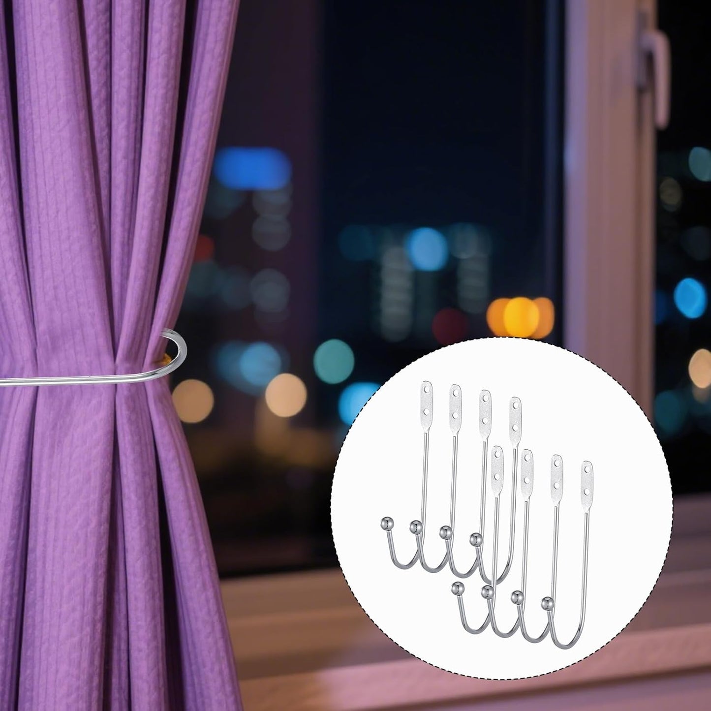 8 Pcs Metal Curtain Holdbacks, Curtain Tiebacks Wall Mounted Curtains Hooks Decorative Drapery Tie Backs V1258-DP02-A-2411