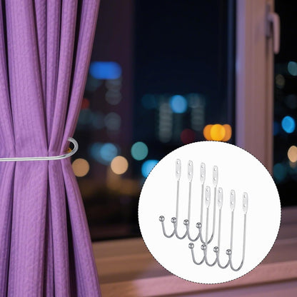 8 Pcs Metal Curtain Holdbacks, Curtain Tiebacks Wall Mounted Curtains Hooks Decorative Drapery Tie Backs V1258-DP02-A-2411