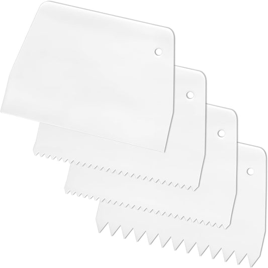 Adhesive Spreader, 4 Pcs Notched Glue Spreader Kits Plastic Notched Trowel 0.5"/1" Tooth Reusable for Glue V1258-DP02-A-2413