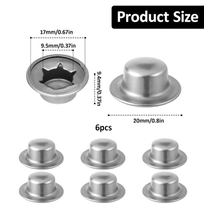3/8" Push on Pushnut Caps, 6 Pcs 3/8" Axle Cap Nut Spring Steel for Rolling Bins Lawn Push Wagons Hand Trucks V1258-DP02-A-2414