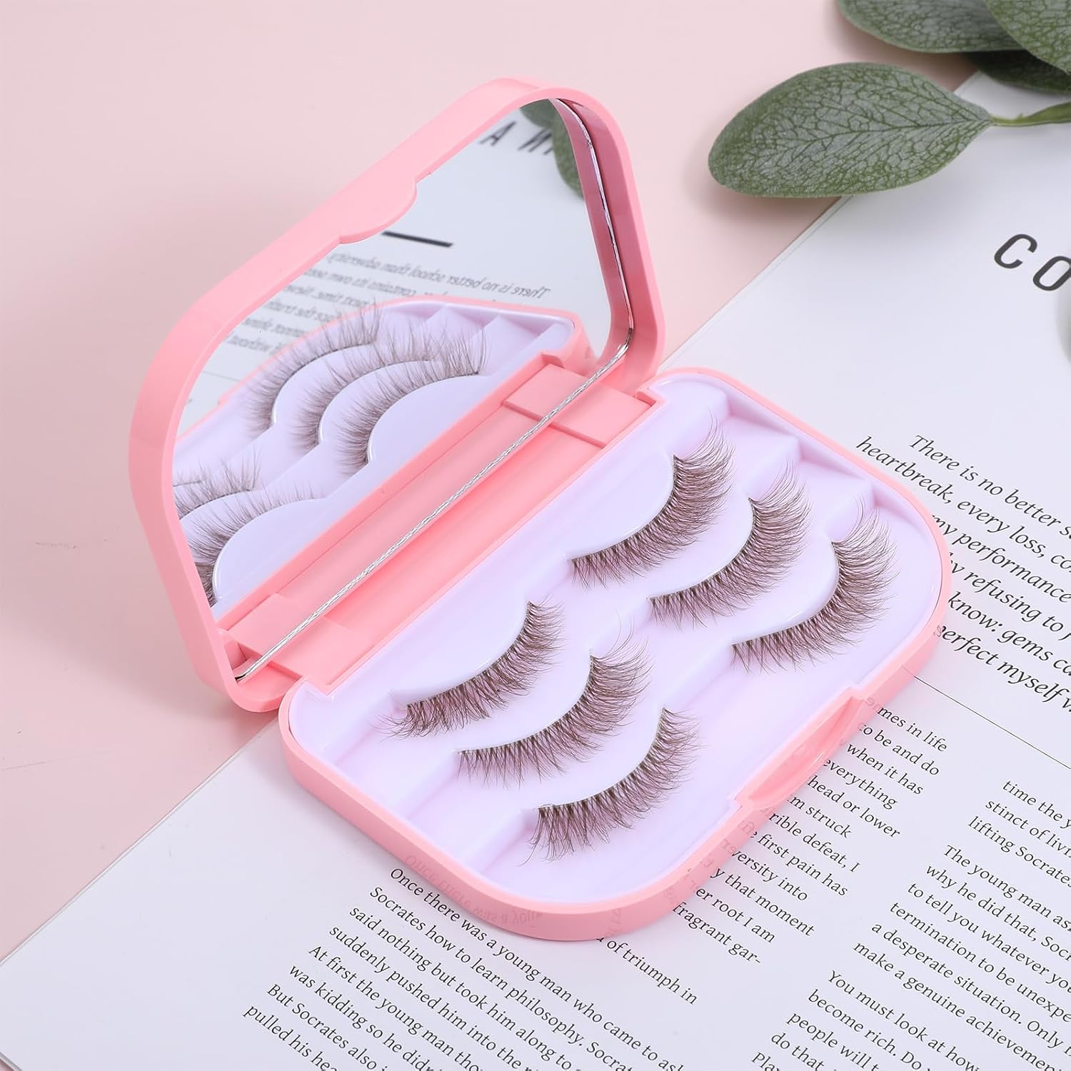 Eyelash Storage Case, 3 Layer Lash Case Makeup Storage Box with Makeup Mirror Empty Travel Cases Cosmetic V1258-DP02-A-2420