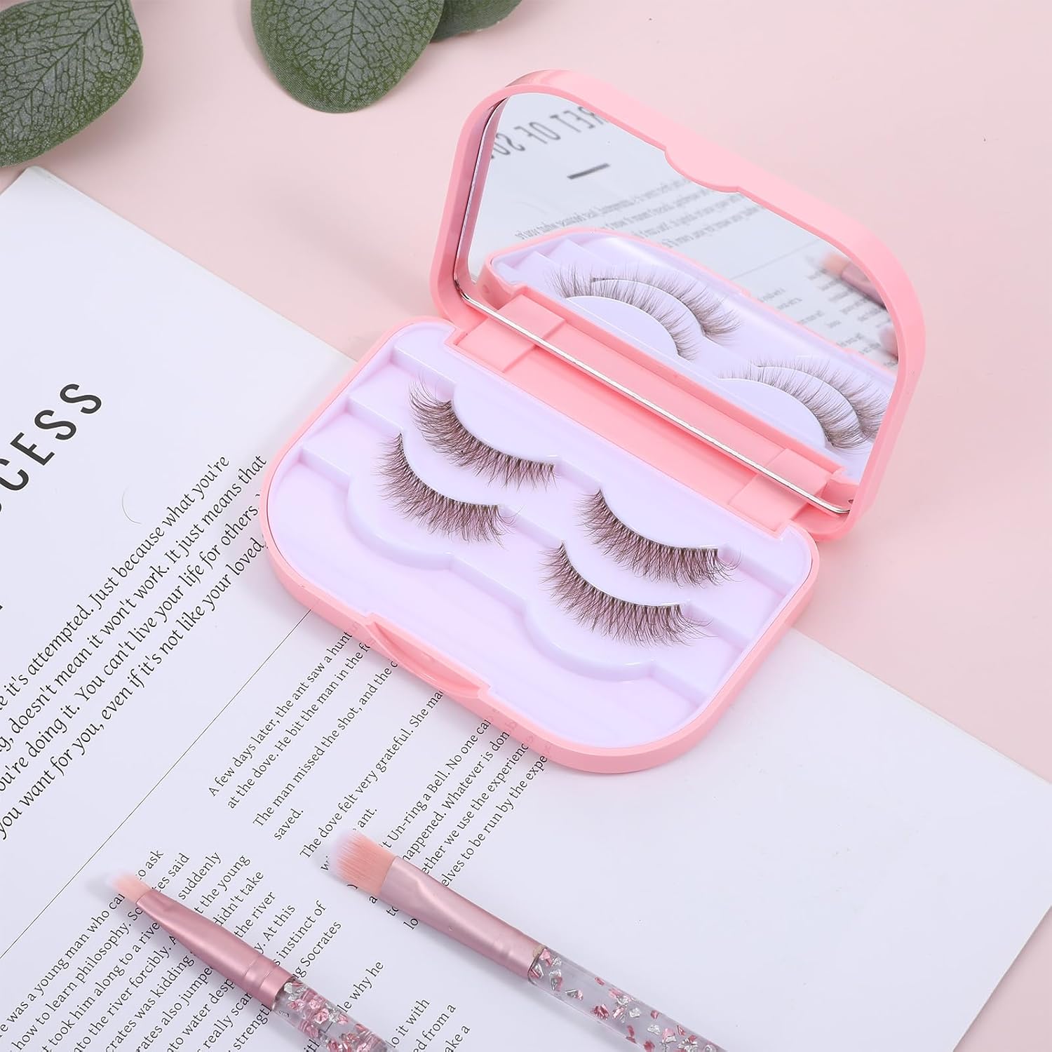 Eyelash Storage Case, 3 Layer Lash Case Makeup Storage Box with Makeup Mirror Empty Travel Cases Cosmetic V1258-DP02-A-2420