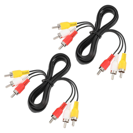2 Pcs 5FT RCA Audio Video Composite Cable, AV Cable Red/White/Yellow 3 Male to 3 Male for TV, DVD, VCR, V1258-DP02-A-2423