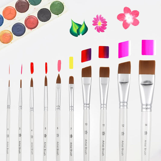 Face Paint Brush Set, 10 Pcs Face Paint Brushes Artist Brush for Body Face-Painting Kit Professional Body Art V1258-DP02-A-2426