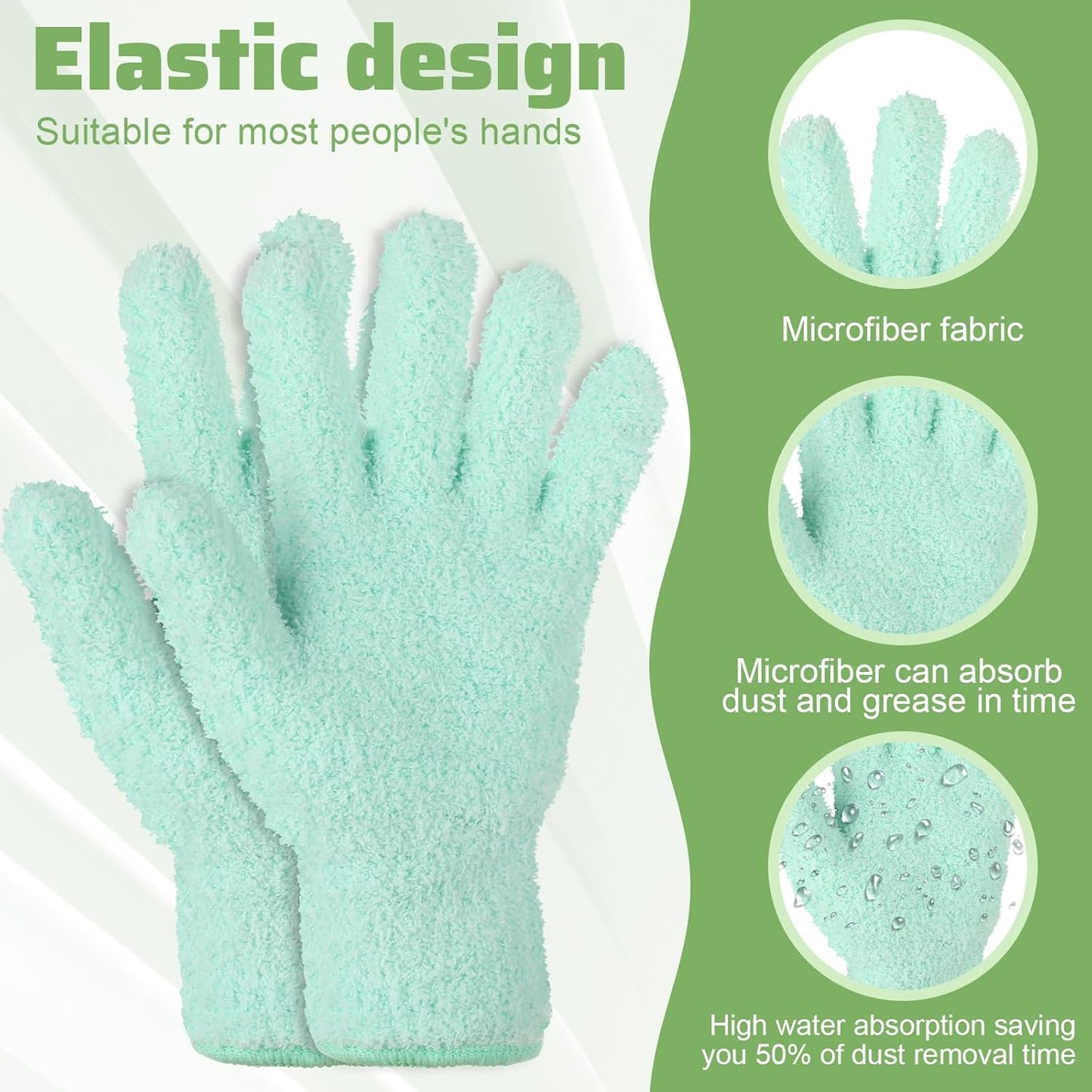 2 PCS Dusting Gloves for House Cleaning, Microfiber Coral Fleece Cleaning Mittens Reusable Washable Household V1258-DP02-A-2428