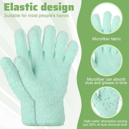 2 PCS Dusting Gloves for House Cleaning, Microfiber Coral Fleece Cleaning Mittens Reusable Washable Household V1258-DP02-A-2428